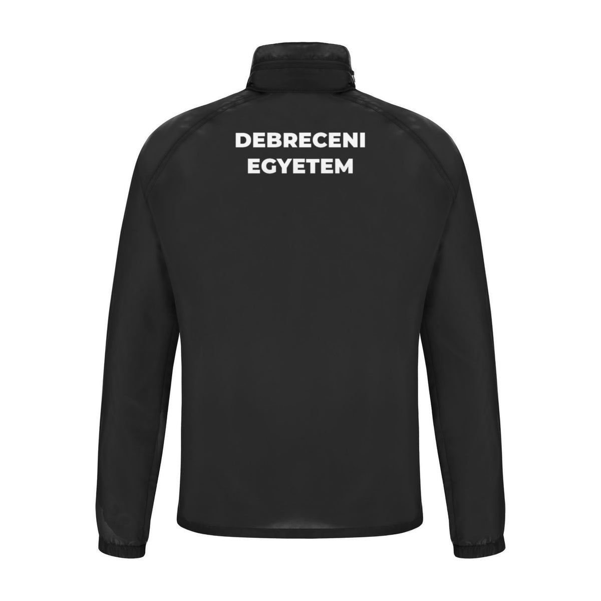DEAC széldzseki, Macron ATLANTIC HERO, fekete, hátulnézet, DEBRECENI EGYETEM felirattal