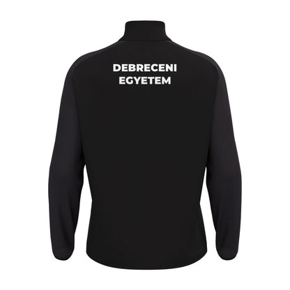 DEAC hosszú ujjú edzőfelső, Macron ISEN, fekete, hátulnézet, DEBRECENI EGYETEM felirattal