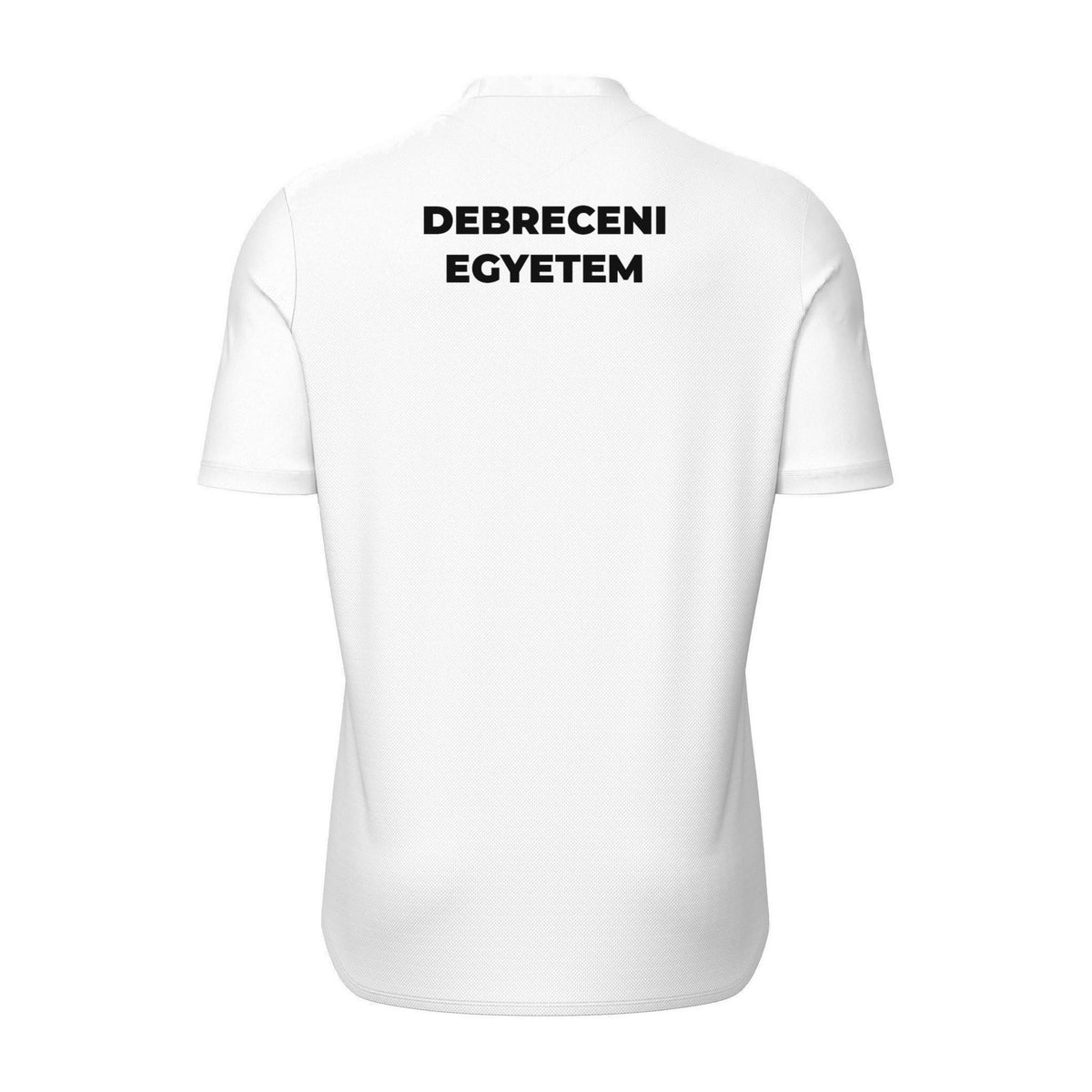 DEAC edzőmez, Macron VOID, fehér, hátulnézet, DEBRECENI EGYETEM felirattal