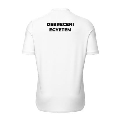 DEAC edzőmez, Macron VOID, fehér, hátulnézet, DEBRECENI EGYETEM felirattal